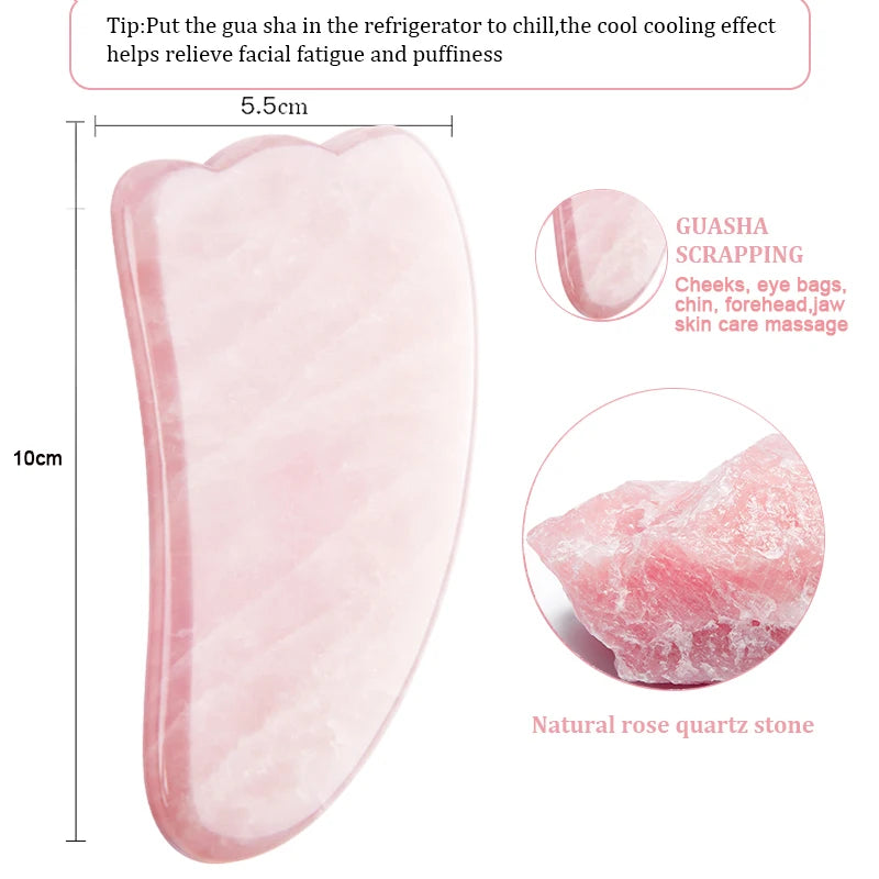 Natural Jade Gua Sha Scraper Board Massage Rose Quartz Jade Guasha Stone For Face Neck Skin Lifting Wrinkle Remover Beauty Care