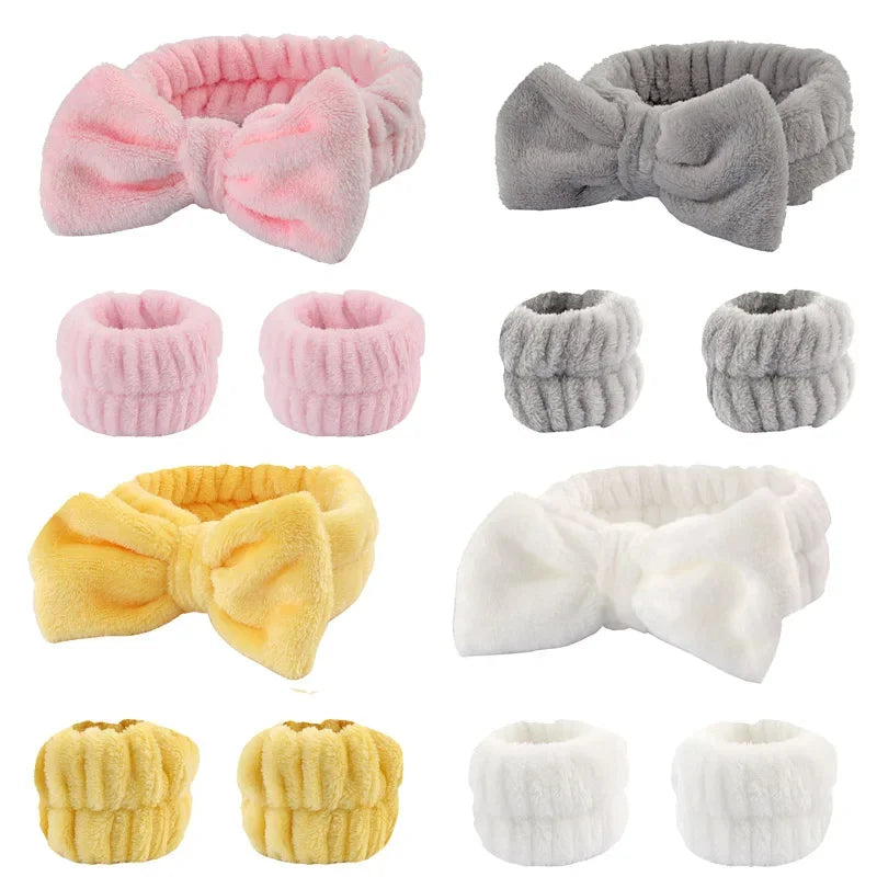 2PCS Reusable Spa Wrist Washband Soft Microfiber Towel Wristbands For Washing Face Women Girl Yoga Running Sport Wrist Sweatband
