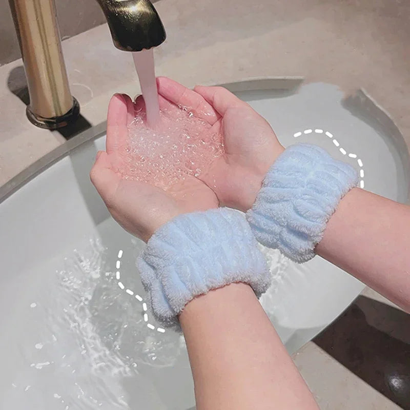 2PCS Reusable Spa Wrist Washband Soft Microfiber Towel Wristbands For Washing Face Women Girl Yoga Running Sport Wrist Sweatband