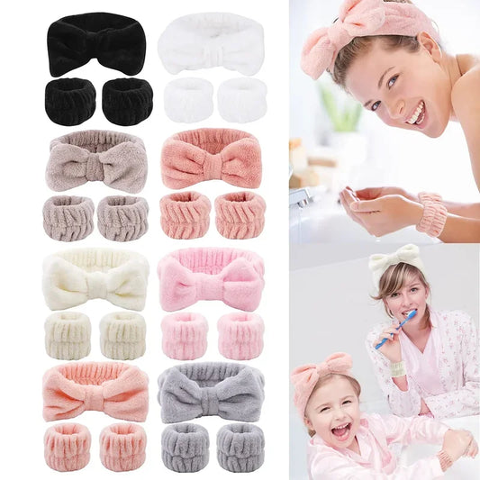 2PCS Reusable Spa Wrist Washband Soft Microfiber Towel Wristbands For Washing Face Women Girl Yoga Running Sport Wrist Sweatband